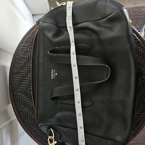 Fossil Black Crossbody Bag Satchel Pebbled Leather - Picture 15 of 16